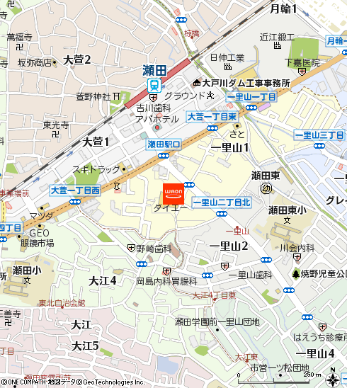 ダイエー瀬田店・イオンフードスタイル付近の地図